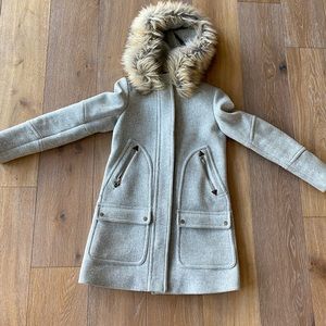 Jcrew pea coat with fur